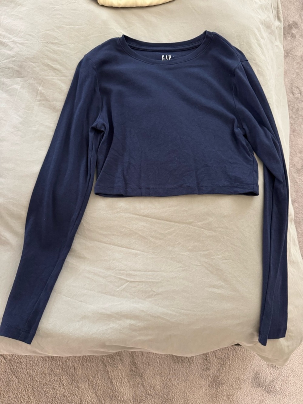 GAP Navy Cropped Long Sleeve Crew Top